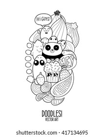 Doodles! High quality isolated monochrome vector object.
