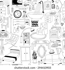 doodles interior seamless pattern 