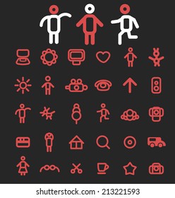 doodles lines isolated icons, signs, symbols, illustrations, silhouettes, vectors set