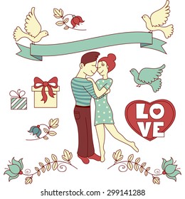 doodles love set. Vector illustration