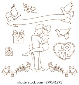 doodles love set. Vector illustration