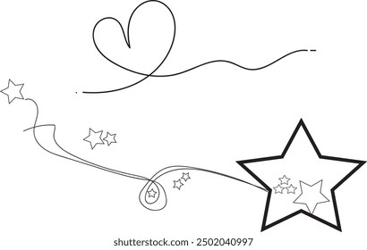 Doodles of love and star drawings look beautiful