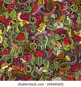 Doodles Love vector seamless pattern