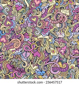 Doodles Love vector sketchy seamless pattern