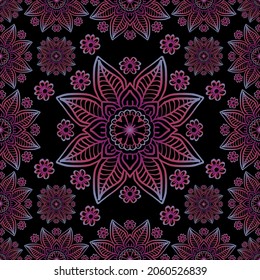Doodles mandala seamless pattern background.