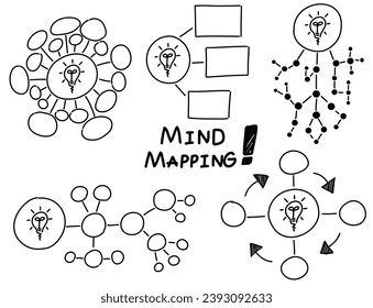 Doodles mind mapping hand drawn sketch icon vector, simple sketch hand drawn style