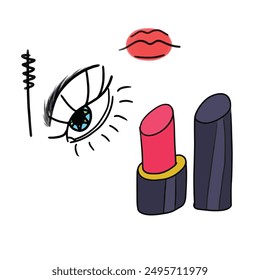 Doodles ol make up makeup isolated vector