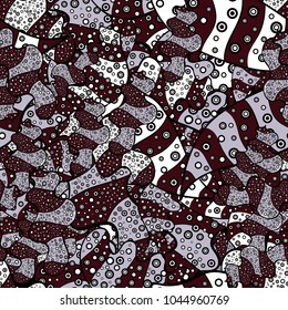 Doodles on black, brown and neutral colors. Seamless background pattern. Vector - stock. Watercolor, hand drawn.