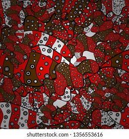 Doodles on black, brown and red colors. Background. Watercolor, hand drawn. Vector illustration. - stock. Design wrapping and gift paper, greeting cards, banner and posters design.