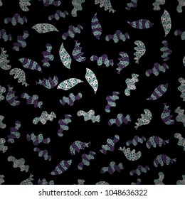 Doodles on black, violet and neutral colors. Seamless background pattern. Vector - stock. Watercolor, hand drawn.