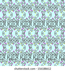 Doodles pattern. Abstract cute background. Neutral, gray and blue on colors. Vector illustration. Design wrapping and gift paper, greeting cards, banner and posters design.