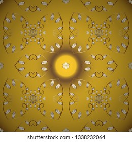 Doodles pattern. Design wrapping and gift paper, greeting cards, banner and posters design. Yellow and brown on colors. Vector illustration. Seamless pattern Abstract cute background.