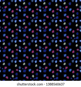 Doodles pattern. Seamless Abstract interesting background. Vector. Black, blue and neutral on colors. Tender fabric pattern.