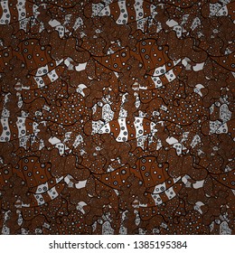 Doodles pattern. Vector illustration. Seamless pattern Abstract cute background. White, brown and black on colors. Design wrapping and gift paper, greeting cards, banner and posters design.