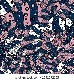 Doodles pattern for wrapping paper. Vector illustration. Abstract nice background. Blue, black and neutral on colors.