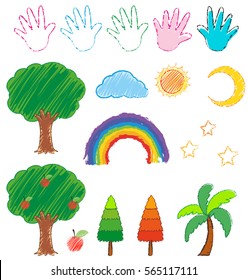 Doodles picture for nature objects illustration