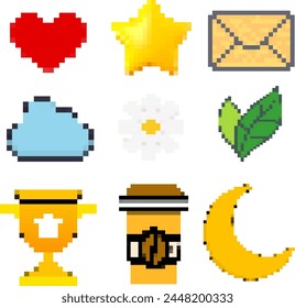 doodles pixel element design for templates.