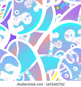 Doodles Print. Modern Seamless Pattern.  Fanny Packaging. Funky Hand Drawn. Linear Collage. Bizarre Street Art. Creative Trendy Style. Abstract Contrast Shape. Doodle Crazy Vector Background.
