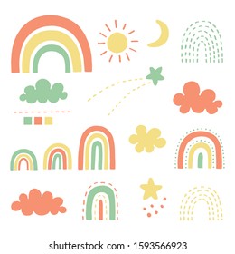 Doodles rainbow set vector illustrator.
