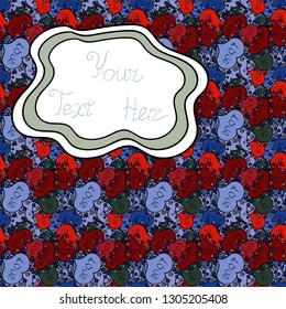 Doodles red, black and blue on colors. Design. Vector. Tender fabric pattern. Seamless pattern Print. Flat elements.