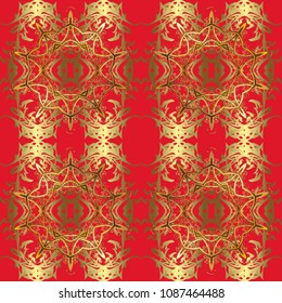 Doodles red, brown and yellow on colors. Abstract pattern for wrapping paper Vector illustration. Seamless Sketch nice background.