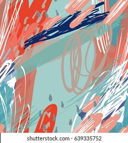 Doodles rough drawn with dots and strokes.Abstract seamless pattern. Universal bright background for greeting cards, invitations. Had drawn ink and marker watercolor texture.