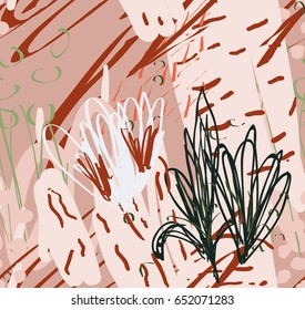 Doodles rough drawn with dots and strokes.Abstract seamless pattern. Universal bright background for greeting cards, invitations. Had drawn ink and marker watercolor texture.