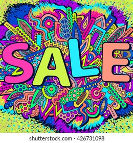 Doodles sale vector. Sale doodles. Abstract ethnic elements. Summer sale concept. Online shop. Pencil effect sketch. Zentangle doodles. Sale for market, store or shop. Sale. Graffiti style vector.