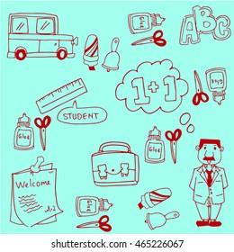 Doodles school collection stock vector with hand draw