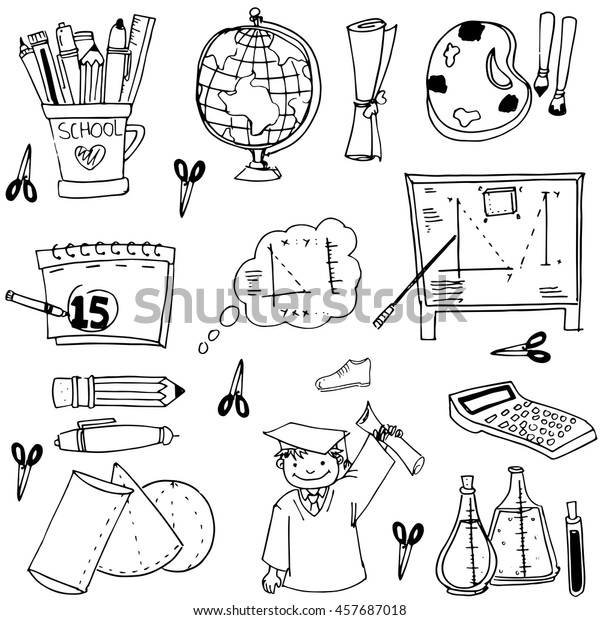 Doodles School Education Vector On White Stock Vector Royalty