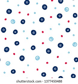 Doodles seamless pattern. Color vector background. Illustration with stars. Design for T-shirt, textile and prints.