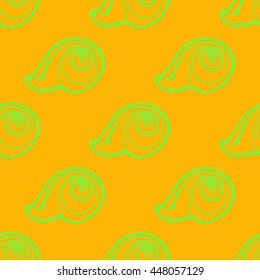 Doodles seashells background seamless pattern.