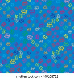 Doodles seashells background seamless pattern.