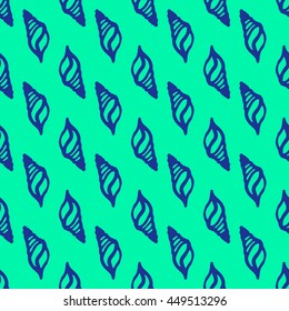 Doodles seashells background seamless pattern.