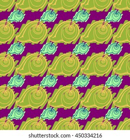 Doodles seashells background seamless pattern.