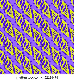 Doodles seashells background seamless pattern.
