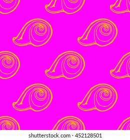 Doodles seashells background seamless pattern.