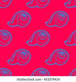 Doodles seashells background seamless pattern.