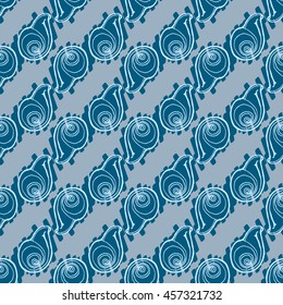 Doodles seashells background seamless pattern.