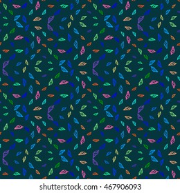 Doodles seashells background seamless pattern for background.
