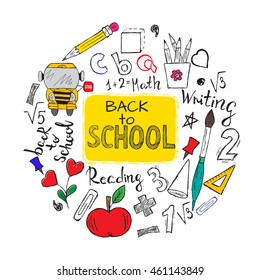 Doodles set Back to School assembled in a circle.