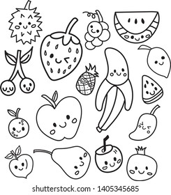 Coloring Book Children Various Fruits Vector Stock Vector (Royalty Free ...