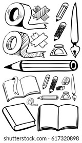 Doodles establecidos para la ilustración de diferentes estacionarios