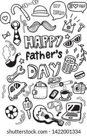 Doodles set of Happy Father's Day hand drawn