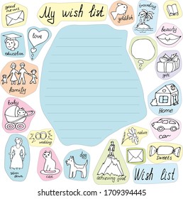 doodles set on the theme wish list