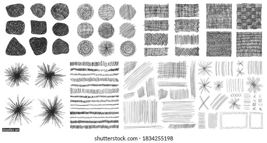 Doodles set  Scribble collection  Ink sketches  Hand drawn effect vector  Pencil sketch  Scrawl elements  Notebook abstract simple drawing 