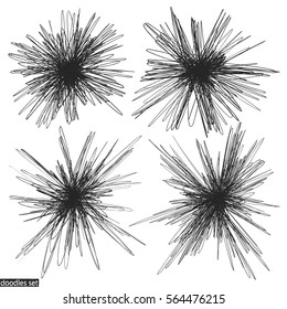 Doodles set. Scribble collection. Ink sketches. Hand drawn effect vector. Scrawl elements. Notebook abstract drawing for your design. Simple illustrations for web, creative project or printed product.