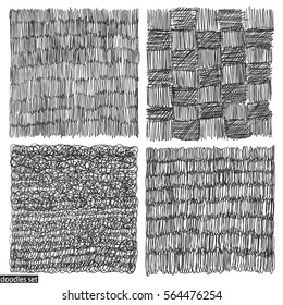 Doodles set. Scribble collection. Ink sketches. Hand drawn effect vector. Scrawl elements. Notebook abstract drawing for your design. Simple illustrations for web, creative project or printed product.