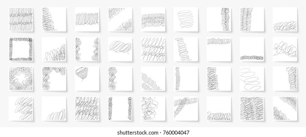 Doodles set. Scribble collection. Ink sketches. Hand drawn effect vector. Scrawl elements. Notebook abstract drawing for your design. Simple illustration for web, creative project or printed product.