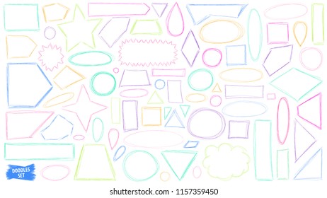 Doodles set. Scribble collection. Quirky sketches. Scrawl elements. Hand drawn effect vector. Pen lines. School doodles. Kid. Simple drawing. Frames. Notebook drawings for your design. Simple strokes.